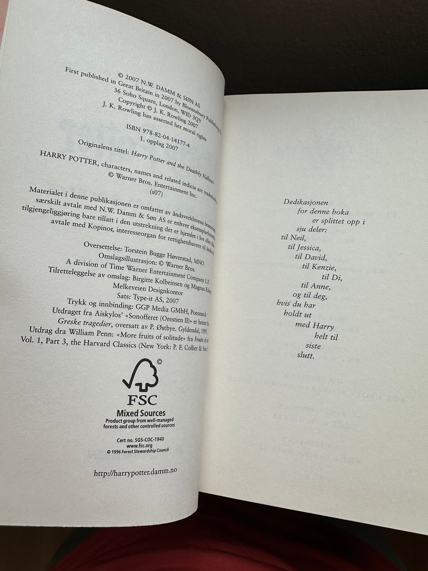 Rowling, J.K: Harry Potter og dødstalismanene (7) (1. opplag 2007)